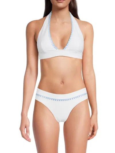 Milly Women's Carvico Crochet-trim Halterneck Bikini Top In Multi