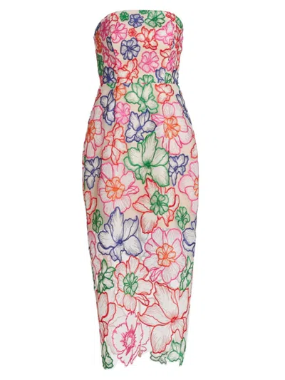 Milly Women's Cascading Floral Embroidered Dress In Multi