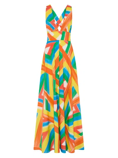 Milly Women's Catarina Multi Stripe Poplin Maxi Dress
