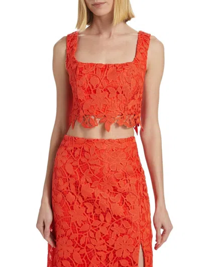 Milly Women's Chay Summer Floral Lace Crop Top In Red