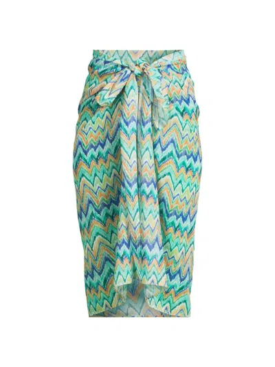 Milly Women's Chevron Knot Sarong In Green