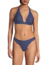 Milly Women's Chevron Shimmer Halter Bikini Top In Navy Silver
