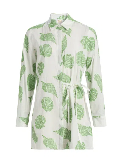 Milly Cabana Cleo Embroidered Cover-up Mini Dress In Green