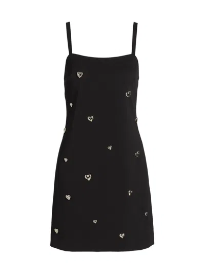 Milly Colette Heart-embellished Mini Dress In Black
