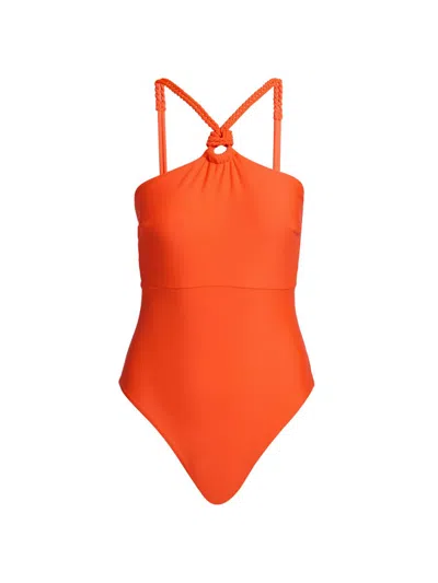 Milly Women's Contrasting Rope One-piece Swimsuit In Orange