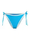 Milly Whipstitch Detail String Bikini Bottoms In Blue