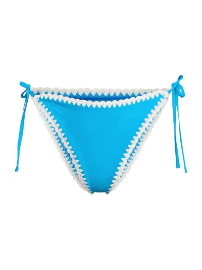 Milly Women's Crochet-trimmed Bikini Bottom In Blue