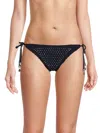 Milly Glimmer String Bikini Bottom In Navy