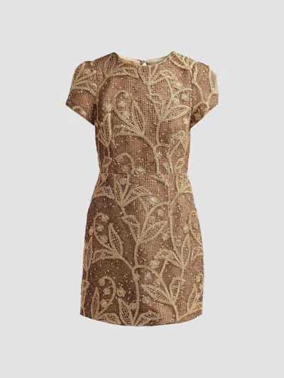 Milly Women's Daisy Embroidered Lace Mini Dress In Brown