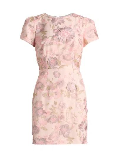 Milly Women's Daisy Floral-embroidered Minidress In Pink