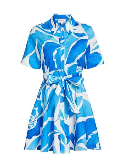 Milly Women's Dream Rose Cotton Poplin Mini-shirtdress In Blue