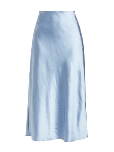 Milly Women's Ella Satin Midi Skirt In Ice Blue