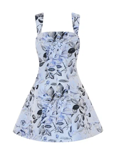 Milly Women's Elodie Striped Embroidered Jacquard Midi-dress In Blue Navy