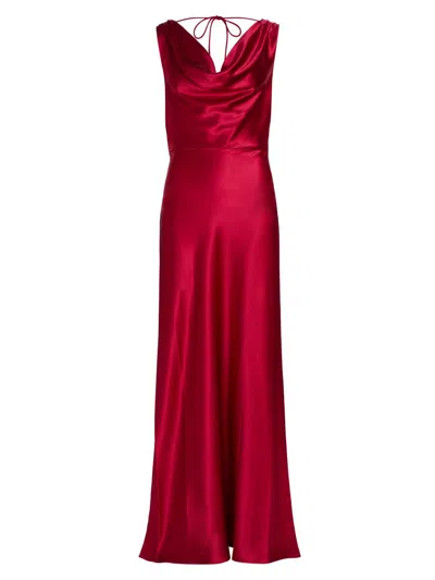 Milly Women's Elsa Satin Cowlneck Gown In Red