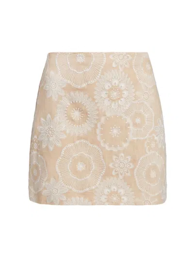 Milly Women's Embroidered Miniskirt In Natural Ecru