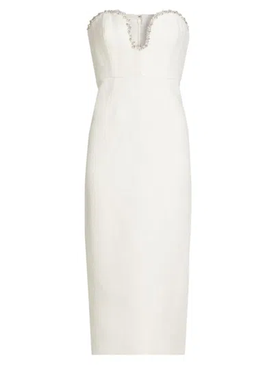 Milly Eden Cutout Embellished Tweed Mini Dress In Ecru