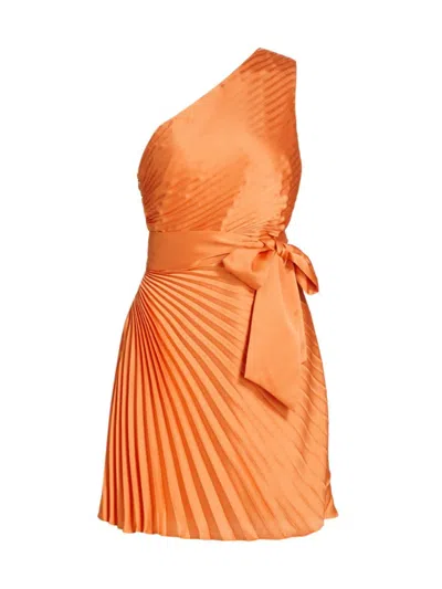 Milly Women's Estie Satin Pleated Dress In Orange