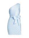 Milly Women's Estie Satin Pleated One-shoulder Minidress In Ice Blue