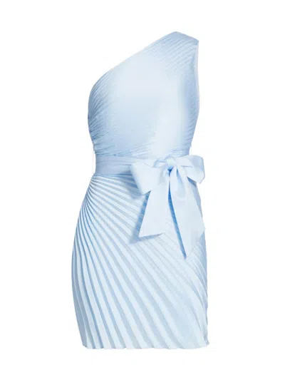 Milly Women's Estie Satin Pleated One-shoulder Minidress In Ice Blue