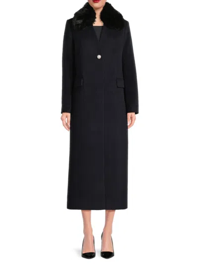 Milly Women's Faux Fur Collar Wool-blend Coat In Black