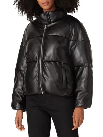 Milly Women's Faux Leather Puffer Jacket In Black