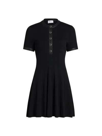 Milly Women's Faux Leather-trim Henley Minidress In Black
