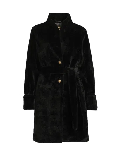 Milly Women's Faux Mink Wrap Coat In Black