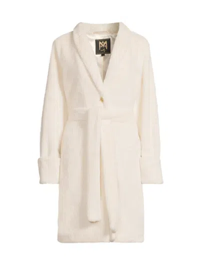 Milly Women's Faux Mink Wrap Coat In White