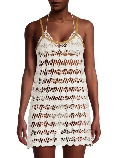 Milly Women's Floral Crochet Coverup Mini Dress In Ecru