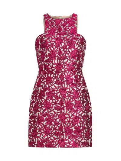 Milly Women's Floral Jacquard Halter Minidress In Pink