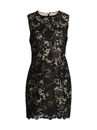 Milly Garden Lace Sleeveless Minidress In Black