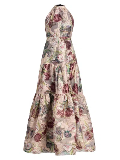 Milly Women's Gizelle Brocade Halterneck Gown In Multi