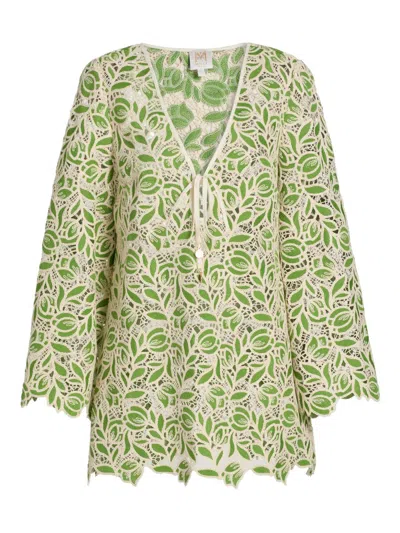 Milly Green Leaf Lace Dress Swim Cover-up
