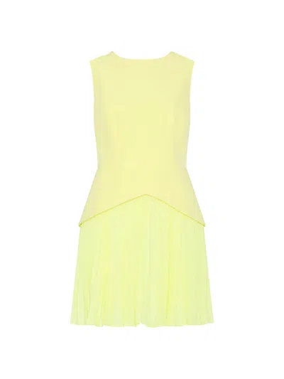 Milly Haddy Pleated Minidress In Yellow