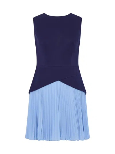 Milly Women's Haddy Pleated Two-tone Minidress In Blue