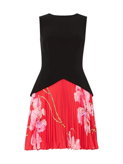 Milly Haddy Printed Pleated Mini Dress In Black