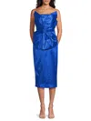 Milly Women's Harlow Bow Taffeta Midi-dress In Blue