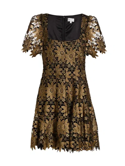 Milly Women's Ilisa Metallic Guipure Lace Minidress In Brown