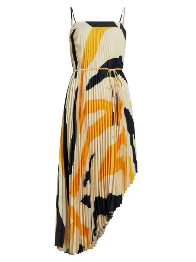 Milly Women's Irene Zebra Pleated Dress In Mango Black