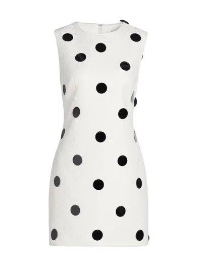 Milly Ivette Polka Dot Paillette Sleeveless Mini Dress In White