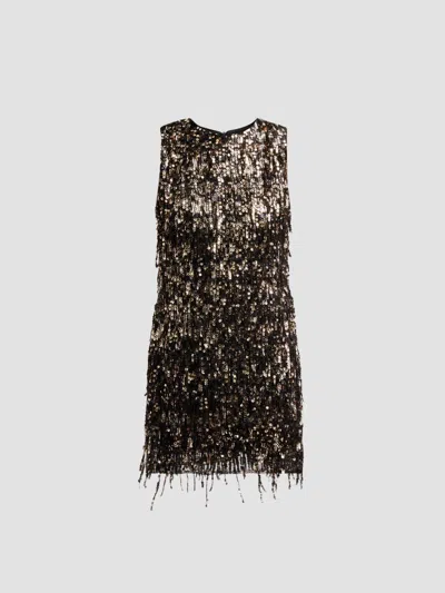 Milly Women's Ivette Fringed Sequined Mini Dress In Gold
