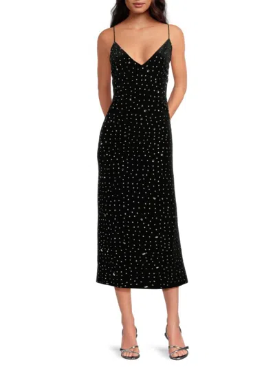 Milly Women's Ivy Embellished Velvet Cami Midi-dress In Black