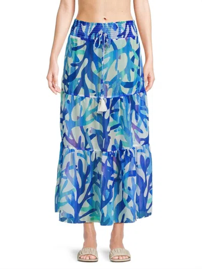 Milly Women's Jem Under The Sea Cover-up Skirt In Blue