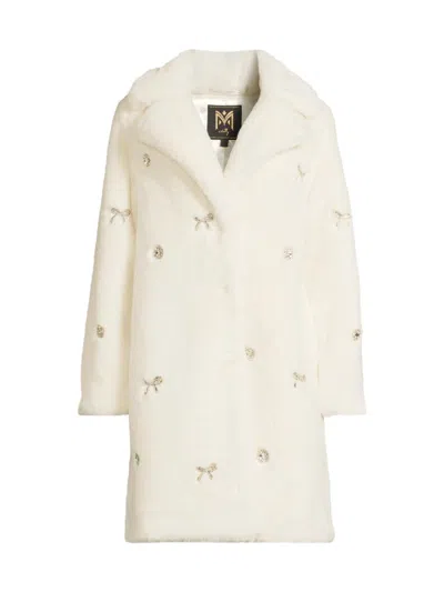 Milly Women's Jewel-trimmed Faux Fur Coat In White