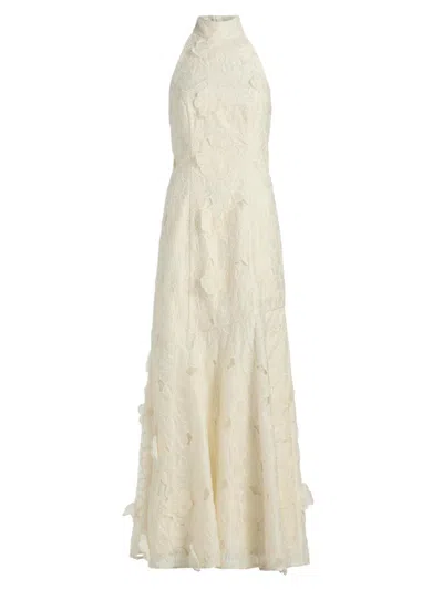 Milly Women's Josefina Halterneck Embroidered Maxi Dress In Neutral