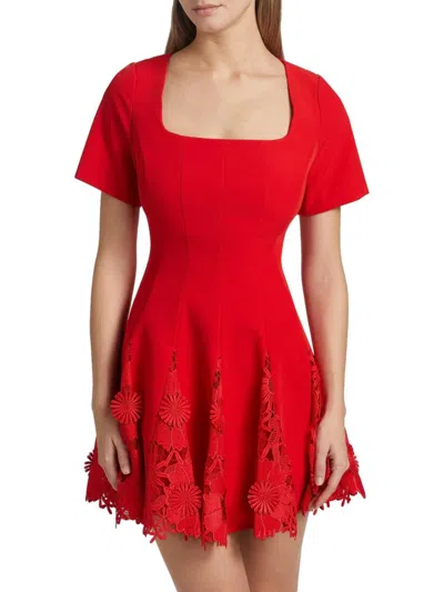 Milly Women's Joy Lace-trimmed Minidress In Red