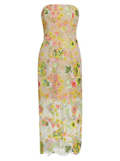 MILLY WOMEN'S KAIT BOTANICAL PETALS SEQUINED MIDI-DRESS