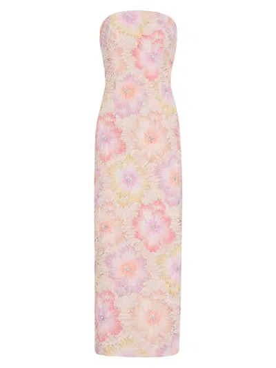 Milly Kait Floral Embroidered Midi Dress In Multi