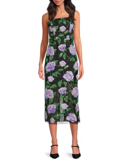 Milly Women's Kait Floral Sequin Midi-dress In Multi