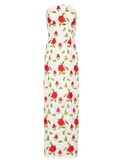 Milly Kait Embroidered Strapless Midi Dress In Multi